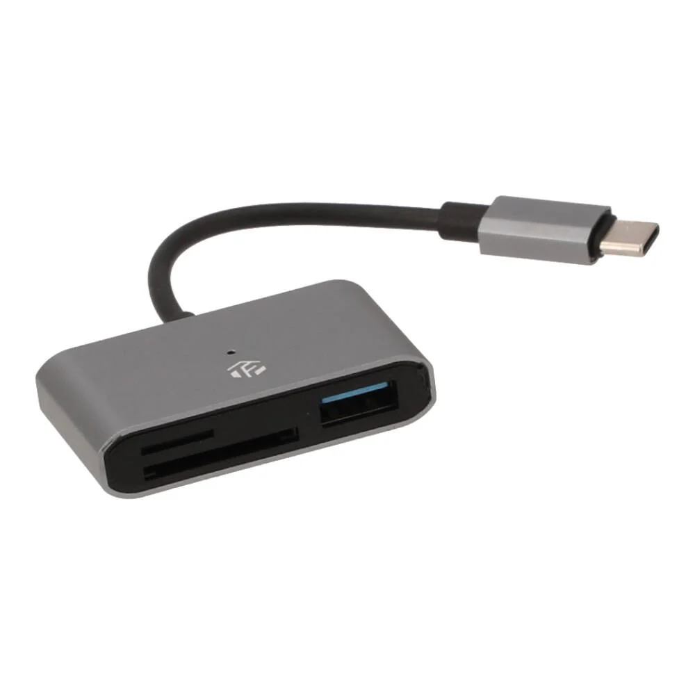TECHPRO Mul-Function 3 in 1 Type-C Card Reader/USB-Ax1 Grey